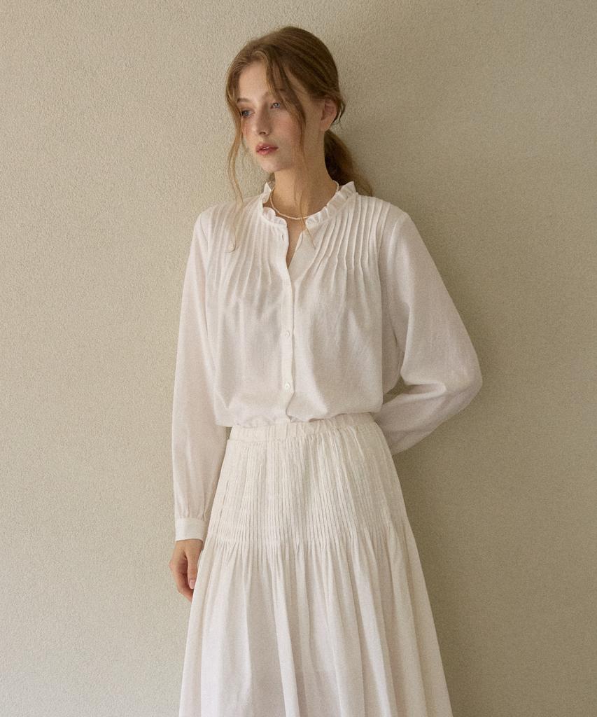 Opeundoeoseutyudio Frill Neck Blouse Ivory