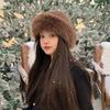 Thicken Faux Fur Bucket Hat Warm Winter Fluffy Hats Trendy Luxury Plush Hat  Girls