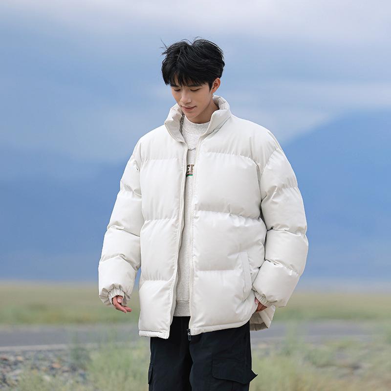 Winter Coat Men's Cotton Clothes New Men's Coat Couple Contrasting Color Stand-up Neck Cotton-padded Clothes Casual Warm Bread Clothes