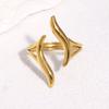 Middle Finger Ring Opening Adjustable Fit Women Ring Stainless Steel Texture Curved Geometric Shape Finger Band Jewelry Gift