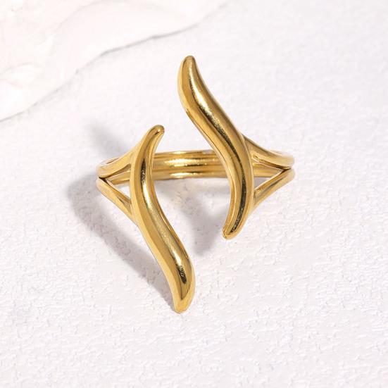 Middle Finger Ring Opening Adjustable Fit Women Ring Stainless Steel Texture Curved Geometric Shape Finger Band Jewelry Gift