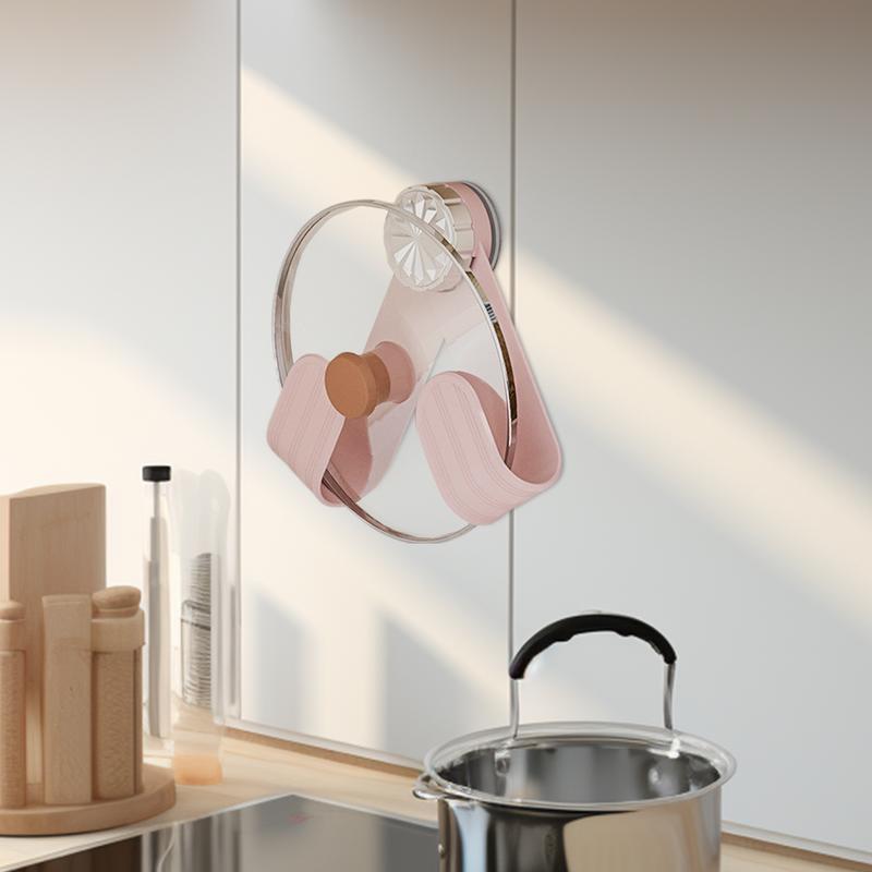 Pot Lid Organizer Adjustable Wall Mounted Pot Lid Holder Multifunctional Kitchen Gadget Rotatable Pan Cover Organizer For