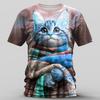 Men's Graphic Cat T Shirt Short Sleeve T shirt 3D Print Crew Neck Shirt Retro Vintage Casual Street