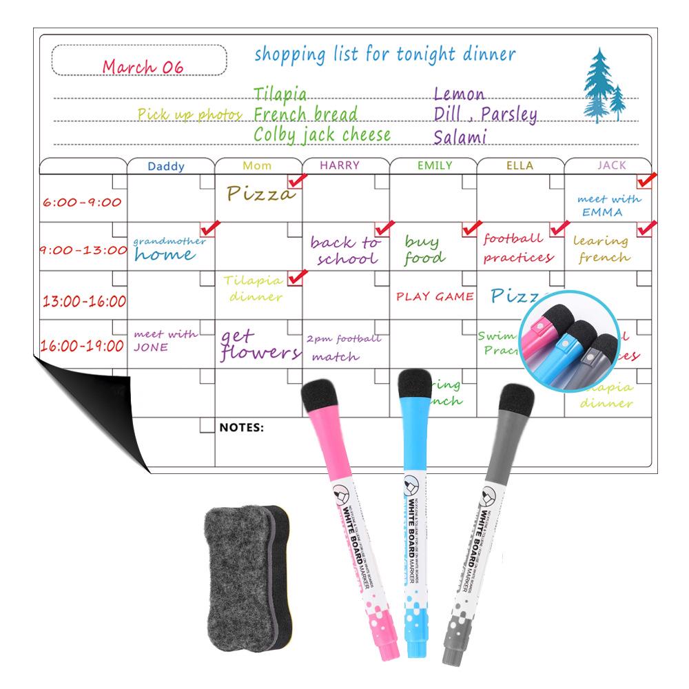 A3 Magnetic Erasable Monthly & Weekly Planner Whiteboard Set for Refrigerator