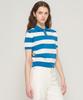 CARGOBROS FOR WOMAN Striped Collar Short Sleeve Knit (Blue)