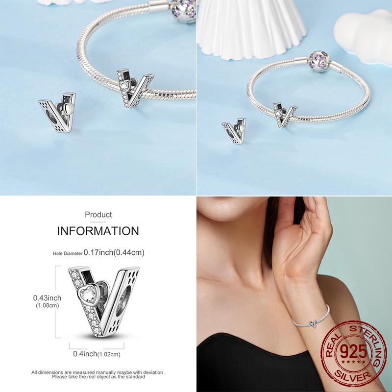 Copper Alphabet Beads Love Letter Charm Fit Original Bangle Bracelet Diy Jewelry Gift