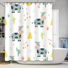 Cute Cow Shower Curtain Cartoon Animal Print Waterproof Fabric Bath Decoration Home Decor For Kids Bathroom White Size 180X200Cm
