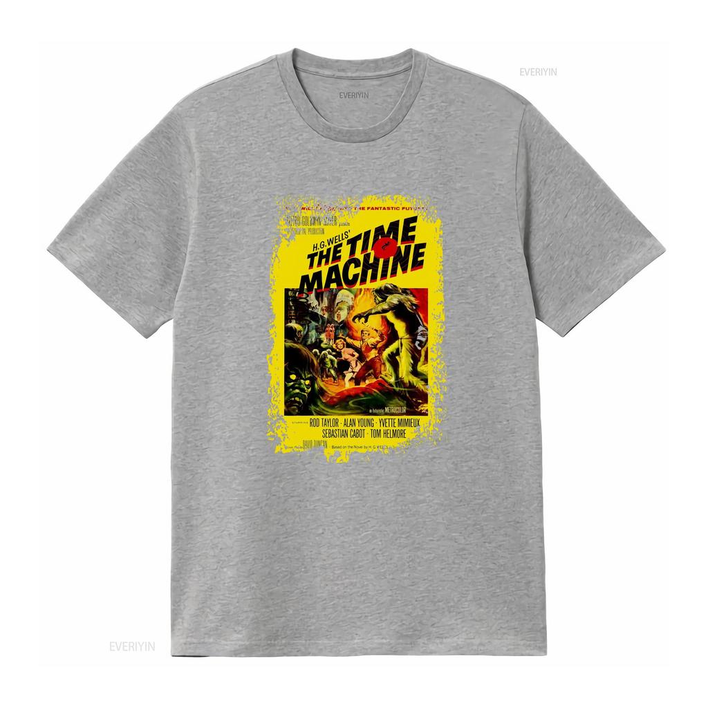 1960 The Time Machine Movie Poster Inspired Black T Shirt Retro Sci Fi Design vintage Washed Soft Unisex Top For Everyday Wear