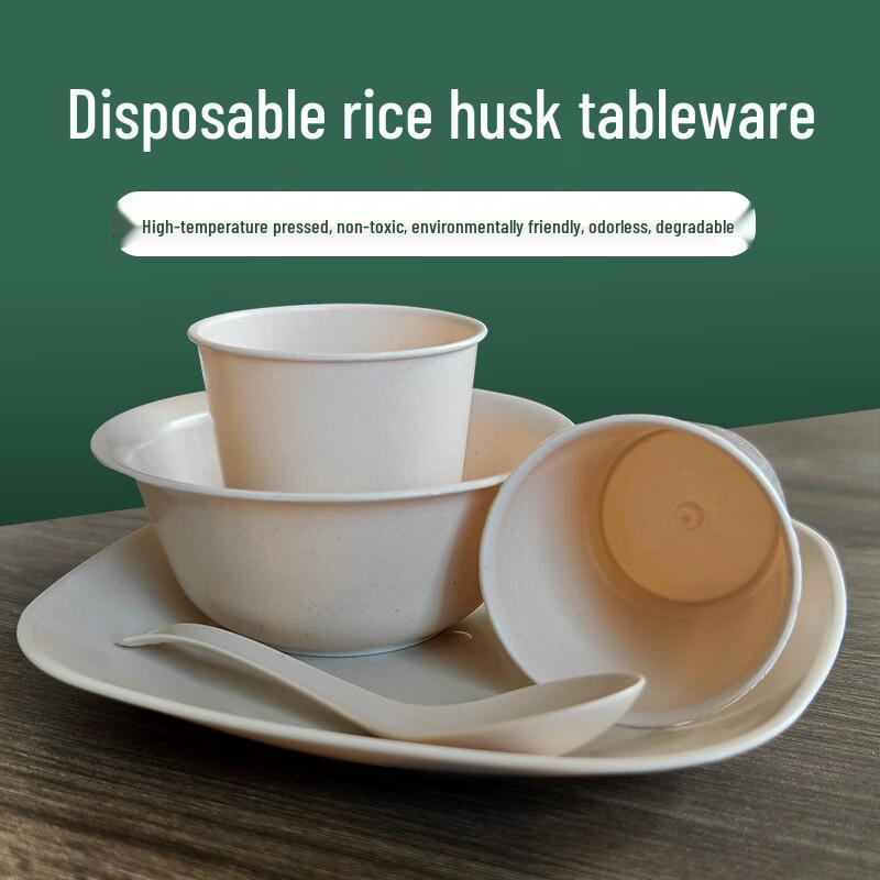 HUIHUADU Disposable Rice Husk Dinnerware Set