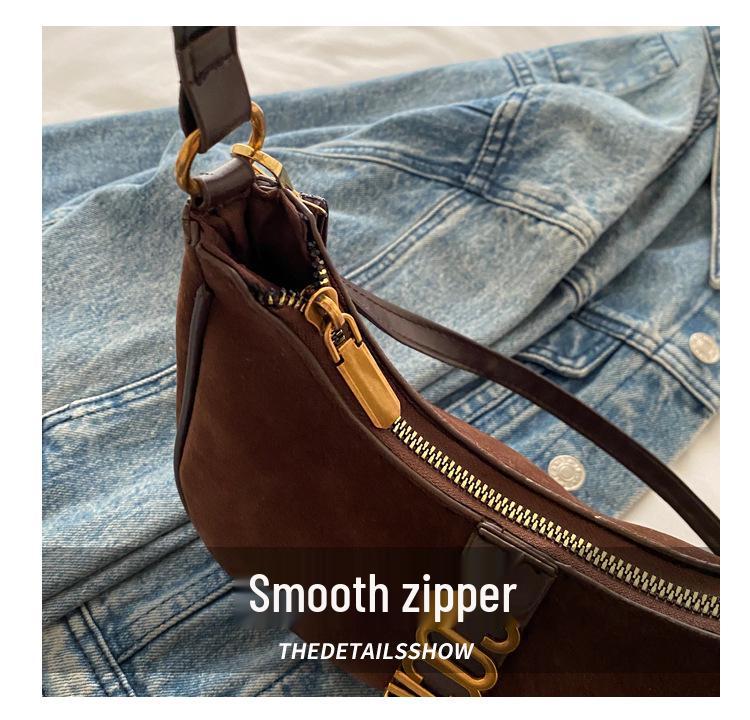 2024 Retro Suede Crossbody: Versatile Small Handbag & Shoulder Bag