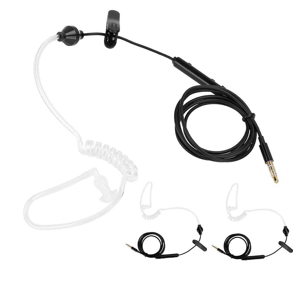 3 Sets HRT‑1 Mobile Phone Air Tube Headset with Microphone 3.5mm Plug Wired EarphoneBlack