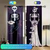 2pcs Gothic Skeleton Wedding Dress Printed Curtain for Home Decor - Rod Pocket Window Treatment for Bedroom, Office, Kitchen