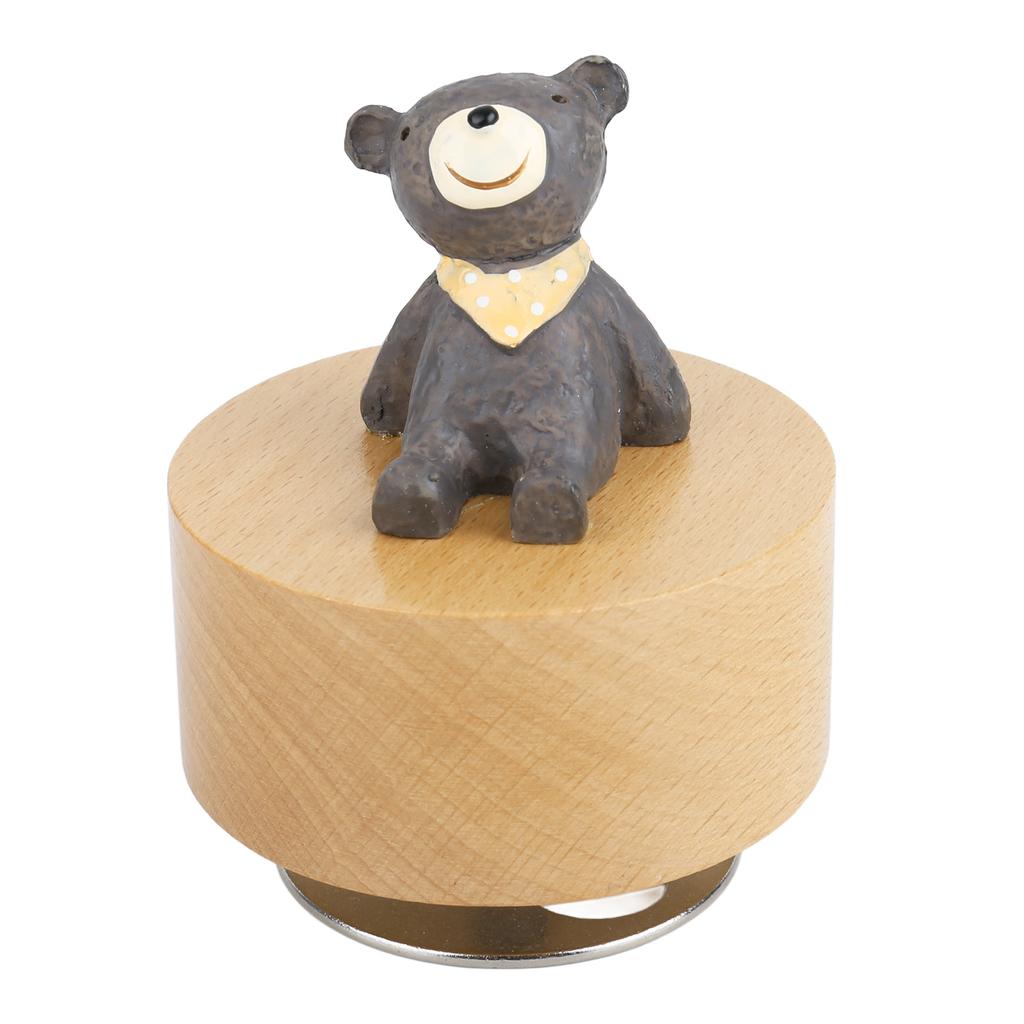 Music Box Round Shape Animal Style Pleasing Melody Exquisite  Wooden Musical Box for Kids Fam