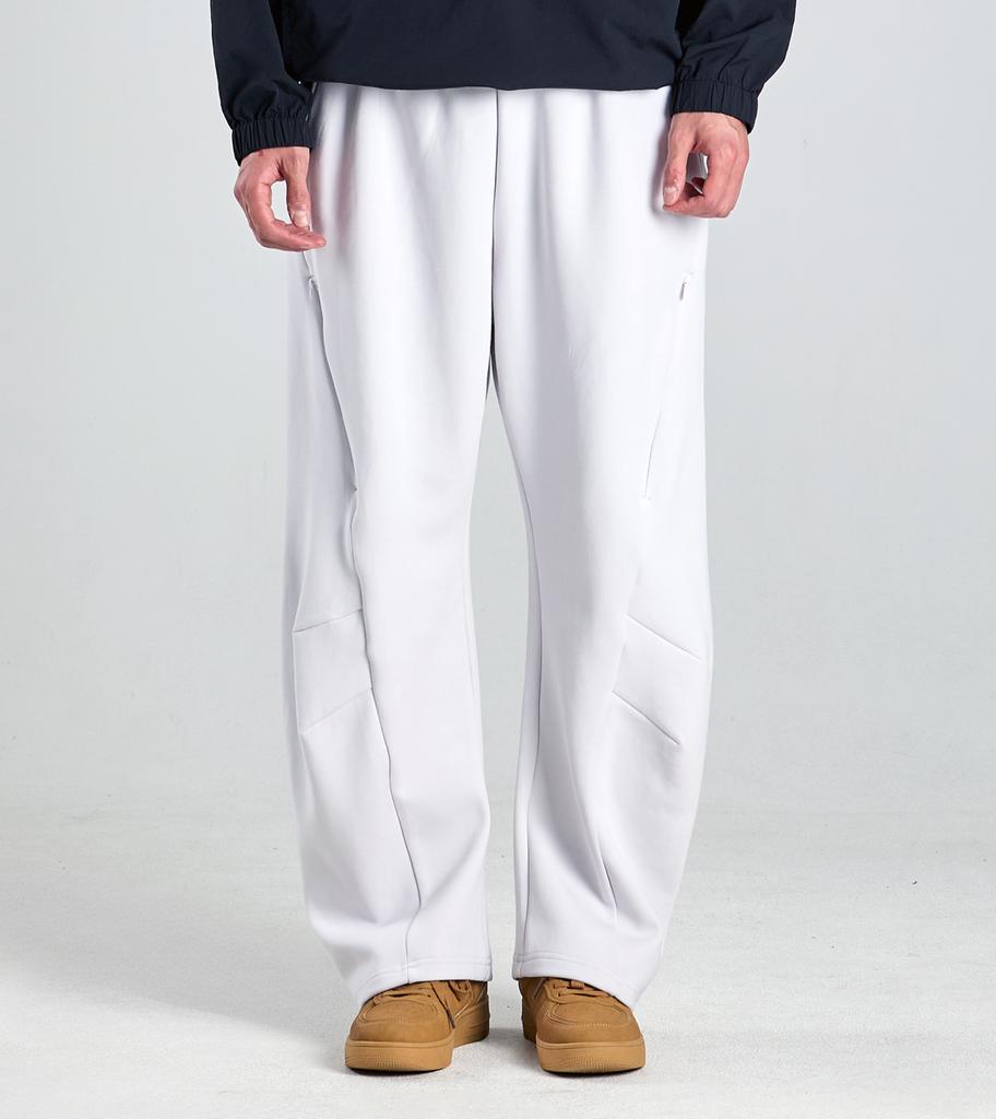 Beoteunseoul Lycra Curved Elastic Waist Pants (White)