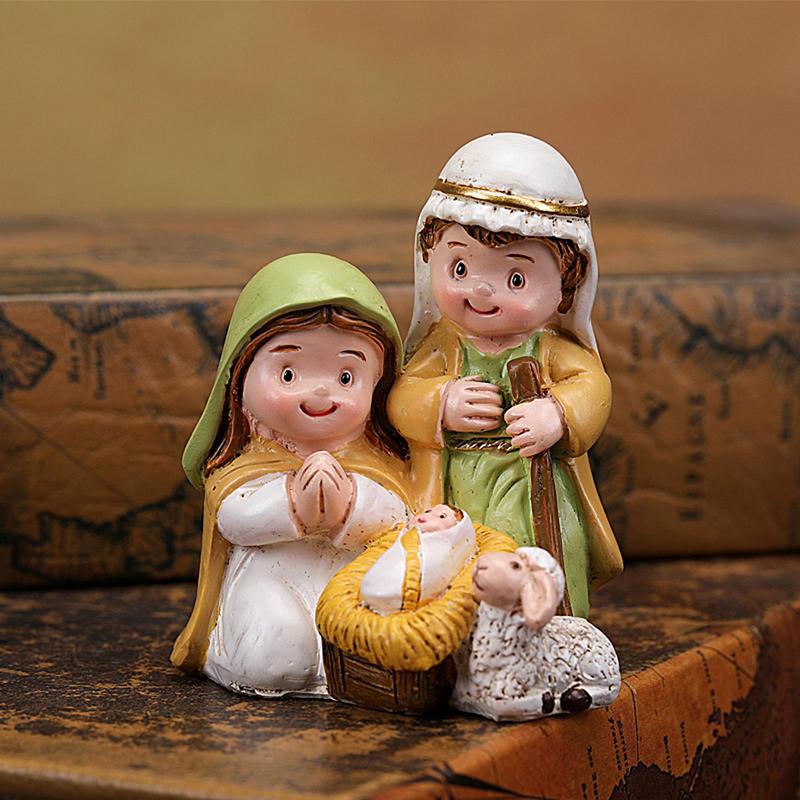 Nativity Scene Statue Set, Miniature Christian Christmas Decor for Home, Aesthetic Nativity Ornament Collection