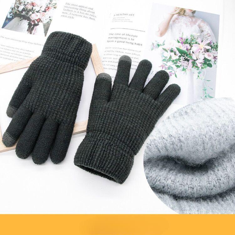 

Зимние теплые трикотажные перчатки для сенсорных экранов с толстым бархатом для защиты от холода, мужские и женские перчатки для велоспорта на открытом воздухе One size темно серый