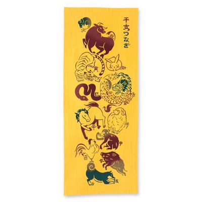 Miyamoto Handdoek Miyamoto Kenema Tenugui Dierenriem 35 x 90 cm (Miyamoto-handdoek) Chū-geverfd (Japans Patroon) 50230, Ongeveer.