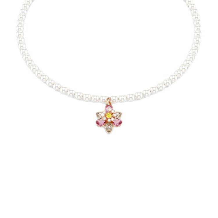 Swarovski Idyllia Flower Embellished Imitation Crystal Necklace Unisex necklace Pink 5725739 Box (Random Color)
