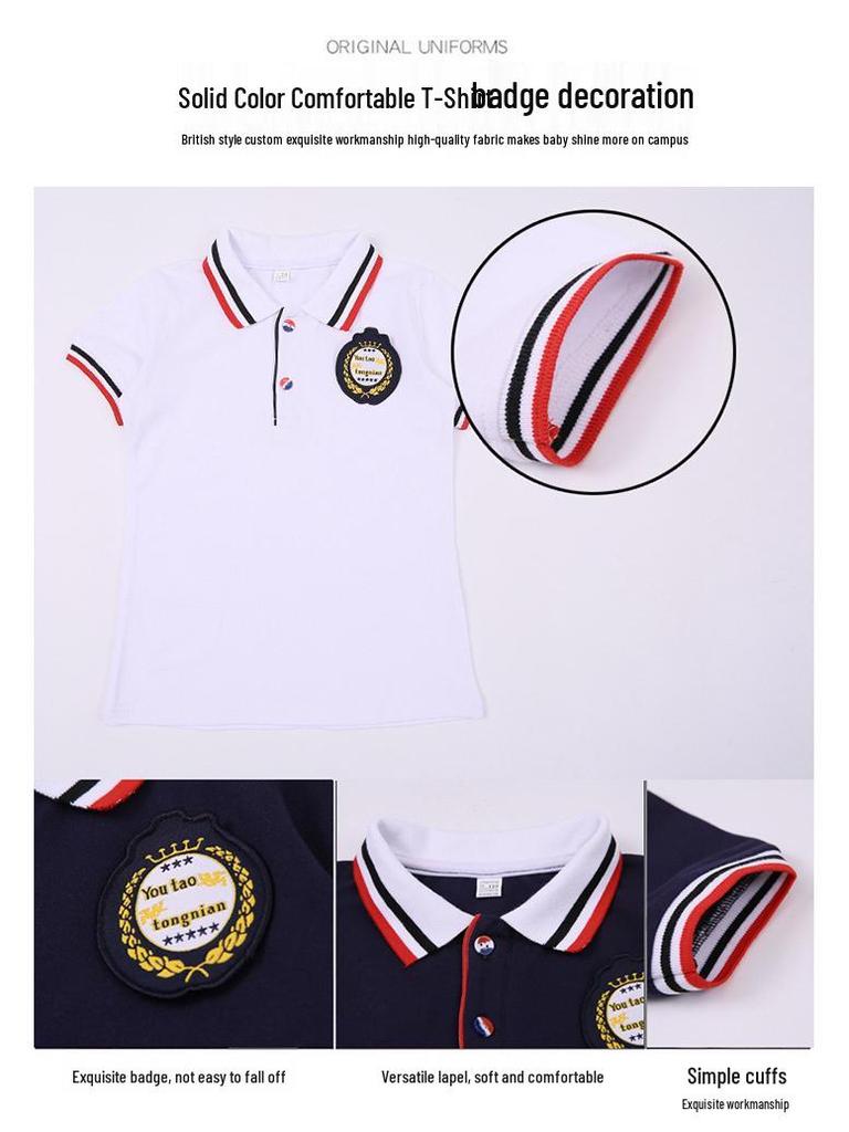 British Academy Style Summer Kindergarten Uniform: Pure Cotton Short-Sleeve Set with Shorts and Skirt