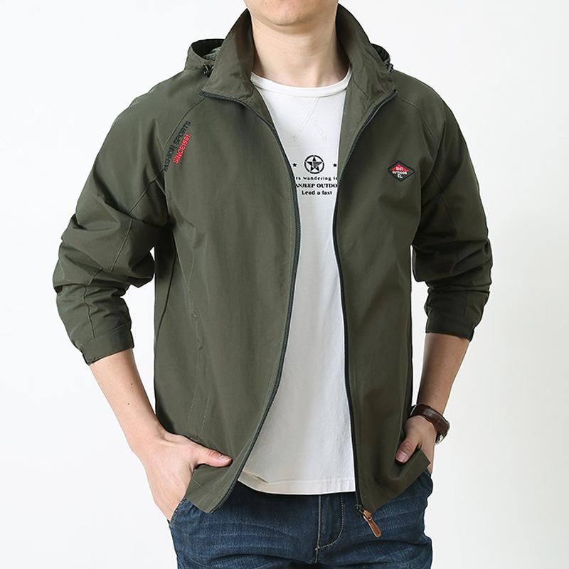 Men's Spring and Autumn New Jacket Hooded Outdoor Loose Youth Breathable Casual Jacket