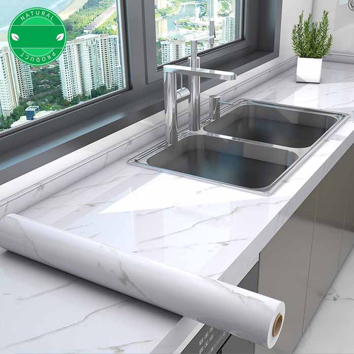 Self-adhesive Marble-pattern Oil-proof Kitchen Countertop Film Heat-resistant Renovation Moisture-proof Wall Sticker