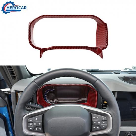 Center Console Dashboard Ring Panel Frame Trim for Bronco 21+Red Carbon Fiber
