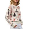 Women's Christmas Print Crewneck Long Sleeve Sweater for Fall Winter Casual Wear
