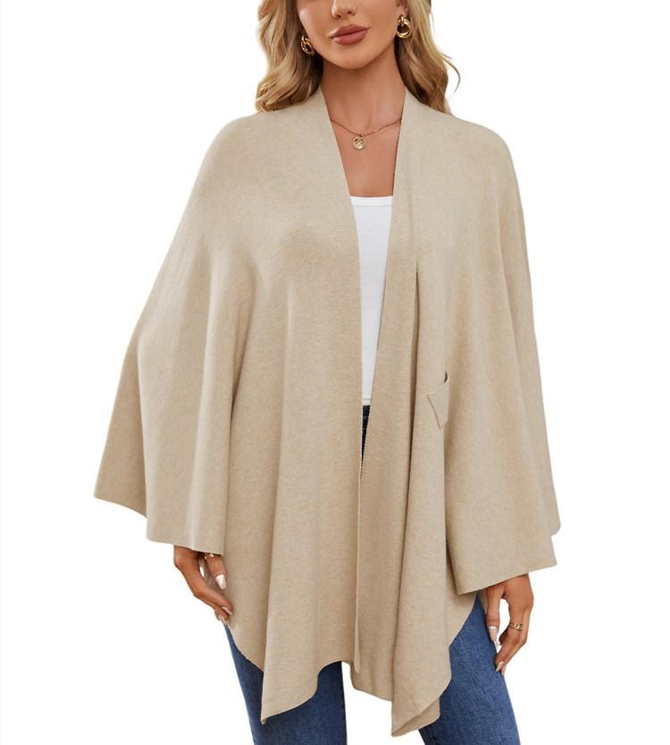 Women's Elegant Solid Color Shawl Cape Coat 2024