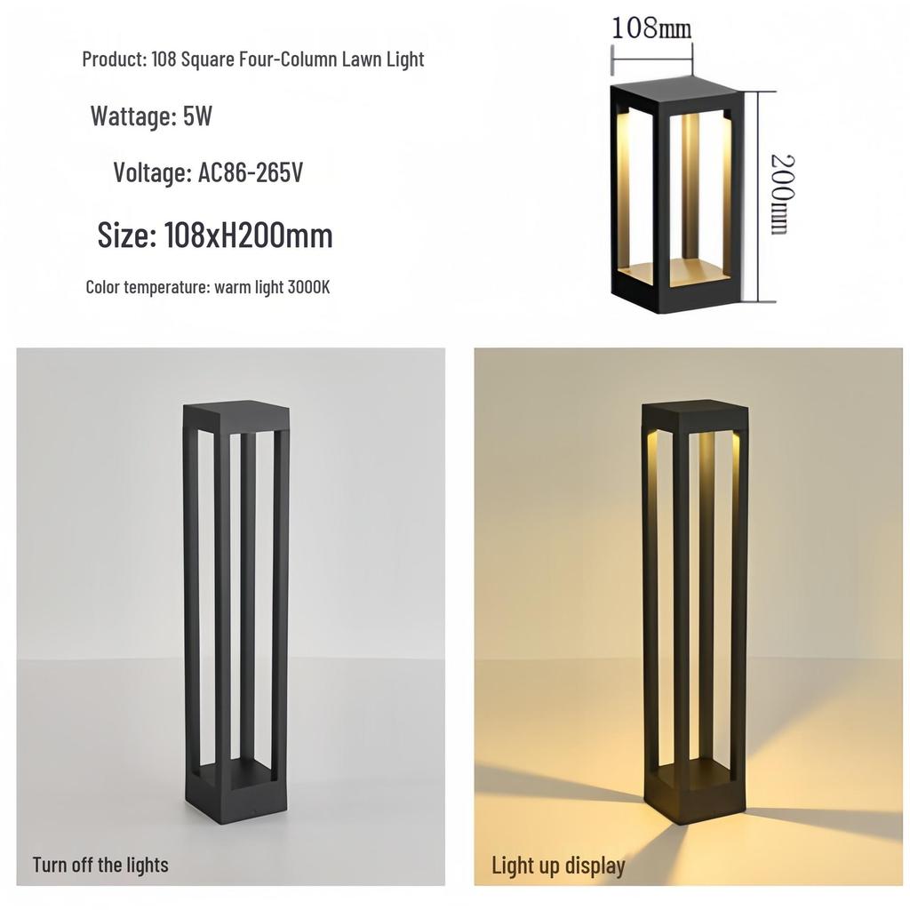 Solar-Powered LED Garden Lawn Lights - Waterproof, Modern, Outdoor Courtyard Lighting