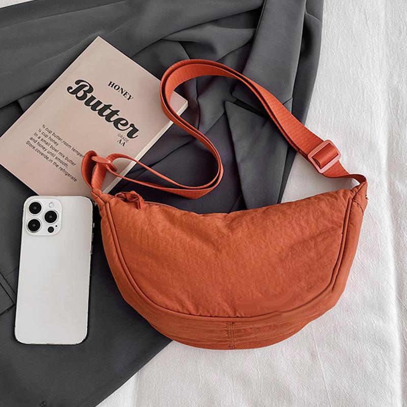Dumpling Bag Stylish Versatile Lightweight Single-Shoulder Washed Fabric Bag Crossbody
