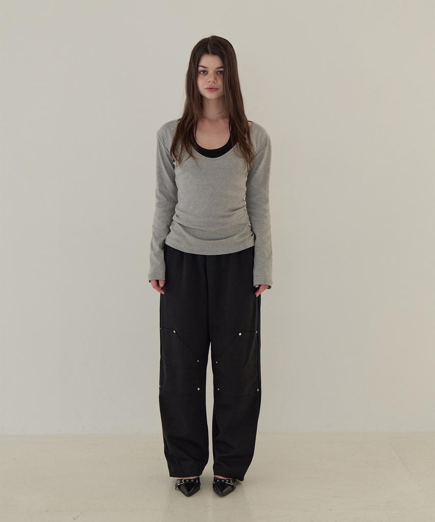 5OML Halter Neck Layered Long Sleeve (Melange Gray)