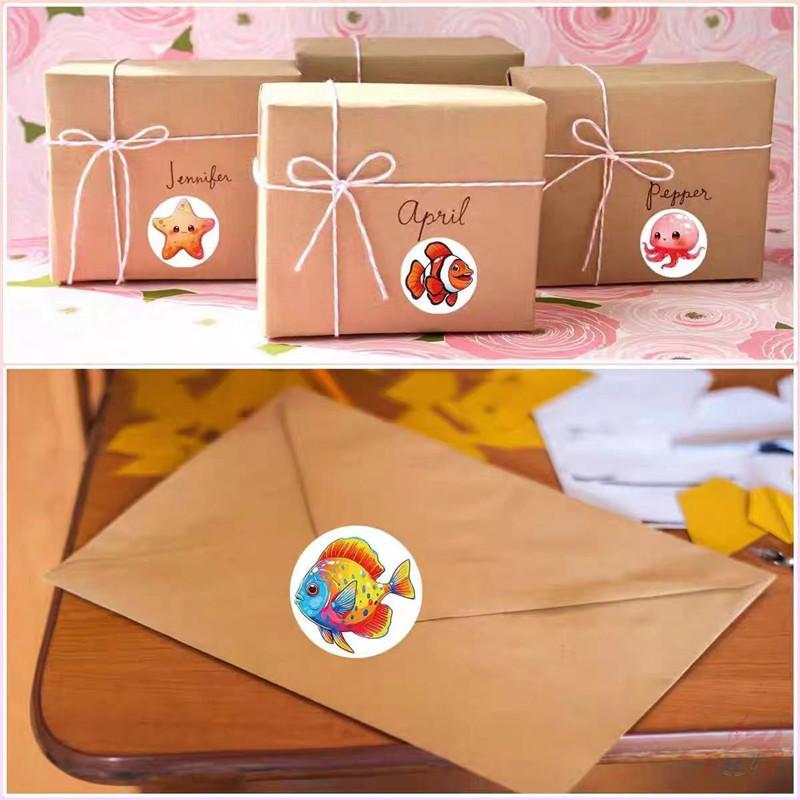 500Pcs/Roll Q Marine Animals Kids Rewards Stickers - DIY Scrapbooks Album Decor Sealing Label Decals