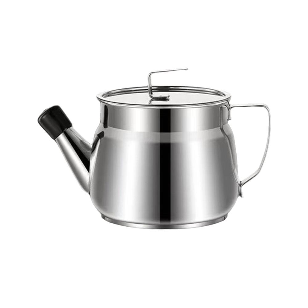 Portable 1.5L Oil Filter Pot Stainless Steel Large Capacity Cooking Oil Strainer Storage Container With Lid Oil Pot Kitchen