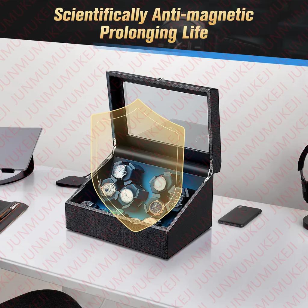 Watch Winder for Automatic Watches Box With Quiet Motor Usb Led PU Leather Mechanical Watch Box Variable Speed