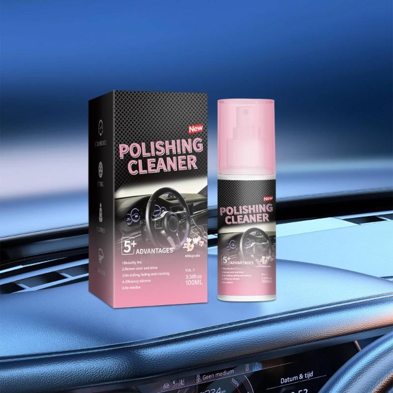 100ml Interior Polish Detailer Dashboard Polishing Cleaner Multipurpose Car Cleaner with Sponge & Wipe Detailing Cleaner