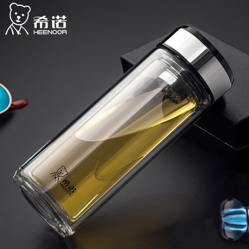 HEENOOR 360ML Double Wall Glass Tea Infuser Bottle