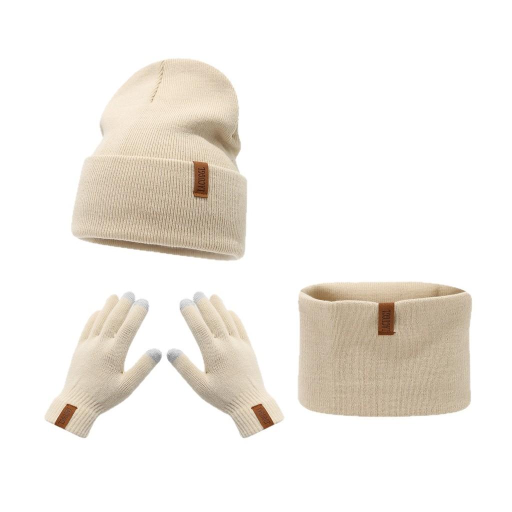 Winter Knitted Hat Scarf Gloves Set With Alphabet Embroidery For Men Women