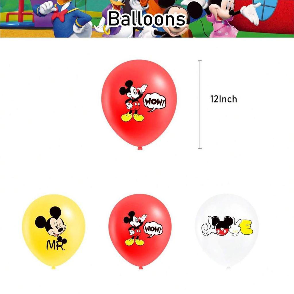 Mickey Mouse Cartoon Balloon Cake Topper for Kids' Birthday Party Decorations