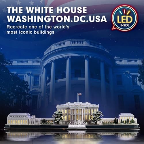 Cubic Fan 3D Puzzle Craft Kit, White House (with LED), L529h, No Glue or Tools Required