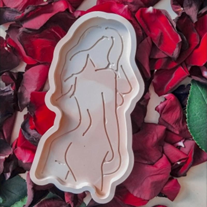 Lady Body Tray Silicone Mold Epoxy Resin Women Model Art Cup Abstract Plate Dish Coaster Plaster Cement Concrete Molds Handcraft