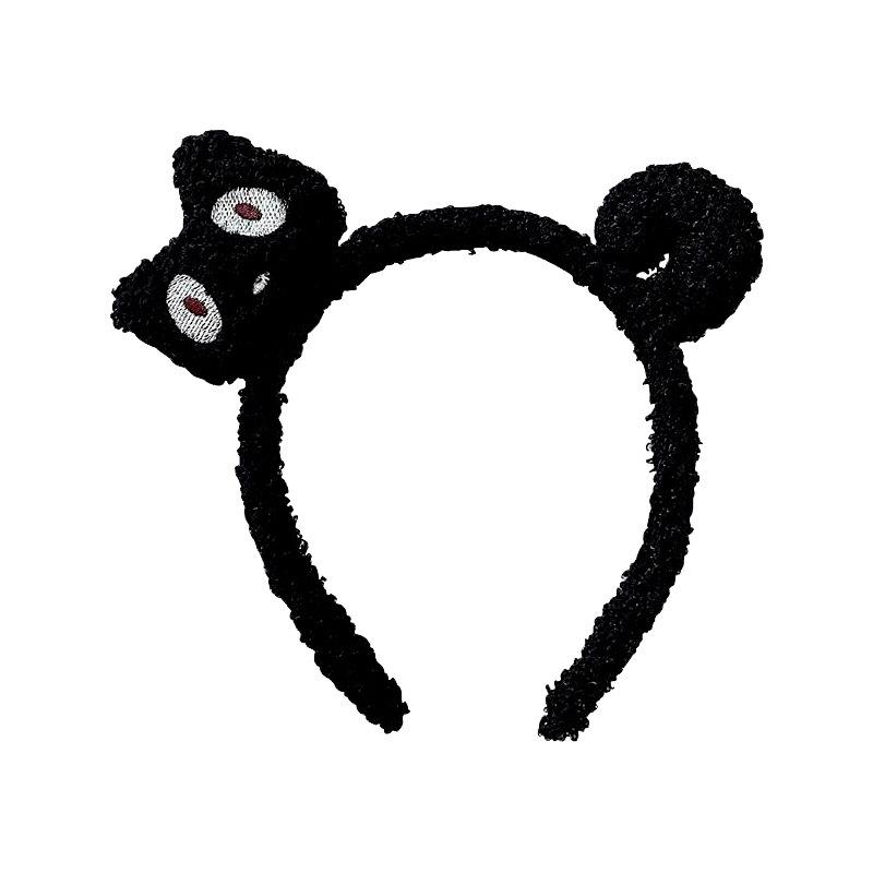Korean-Style Handmade Black Cat Headband for Women - Cute Cartoon Hair Accessory for Face Washing & Makeup