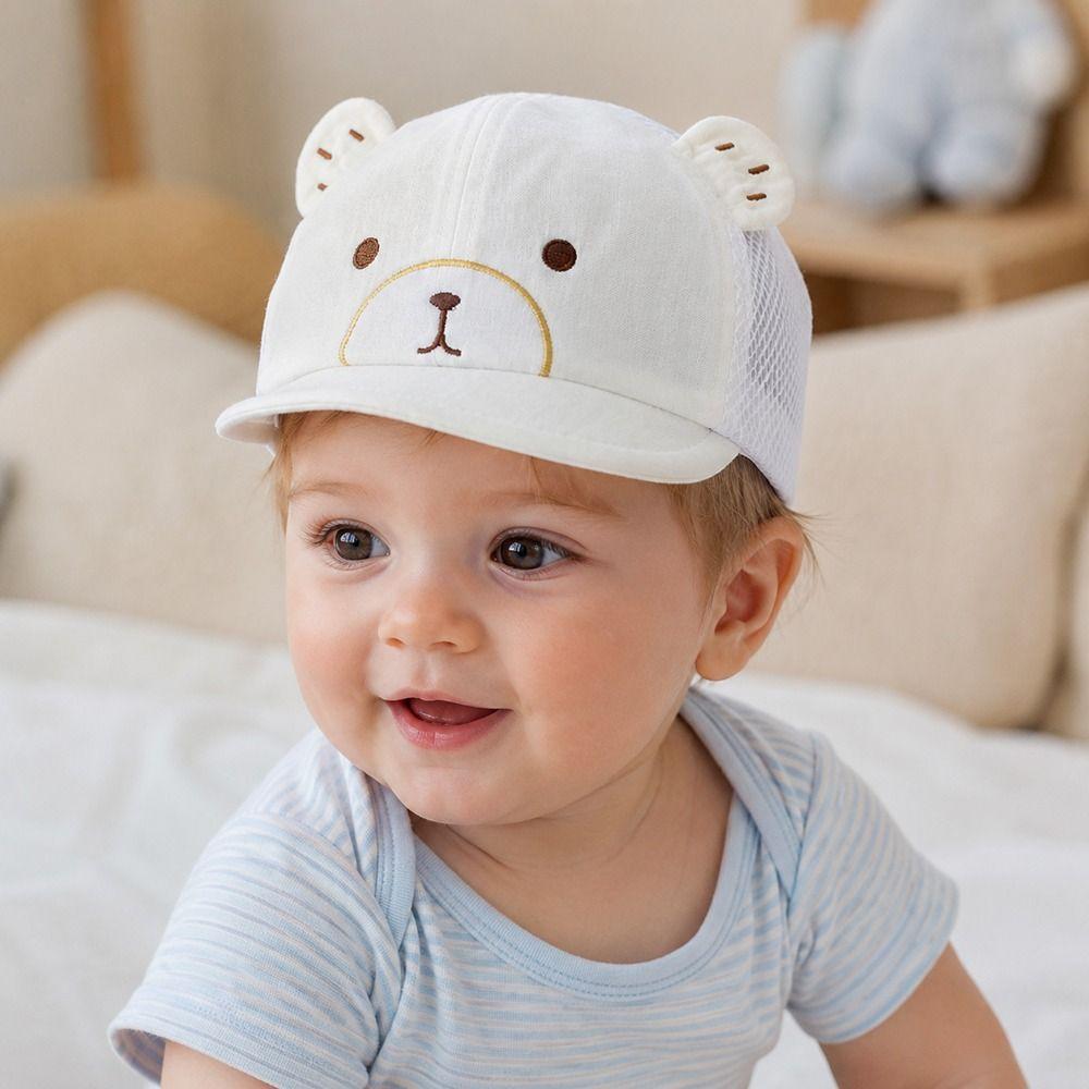 Cotton Baby Baseball Cap Soft Peaked Caps Summer Cartoon Bear Ear Cap