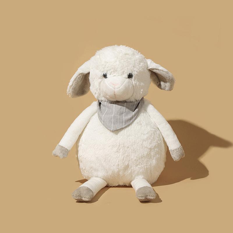 New White Scarf Sheep Doll Animal Plush Toys Creative Ins Small Fresh Baby Soothing Sleep Plush Toys Children's Birthday Gifts