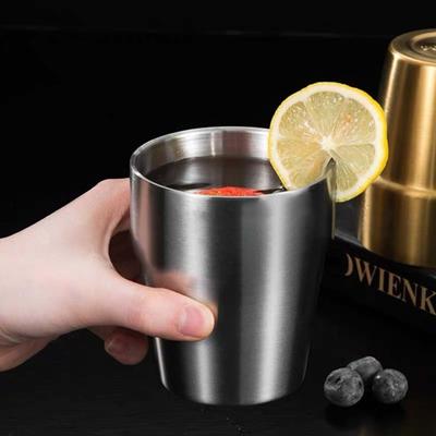 כוס קפה 175 מ"ל/300 מ"ל כוס בירה כפולה שכבתית ללא החלקה בידוד חום מפלדת אל חלד מתכת כוס בירה למשקאות