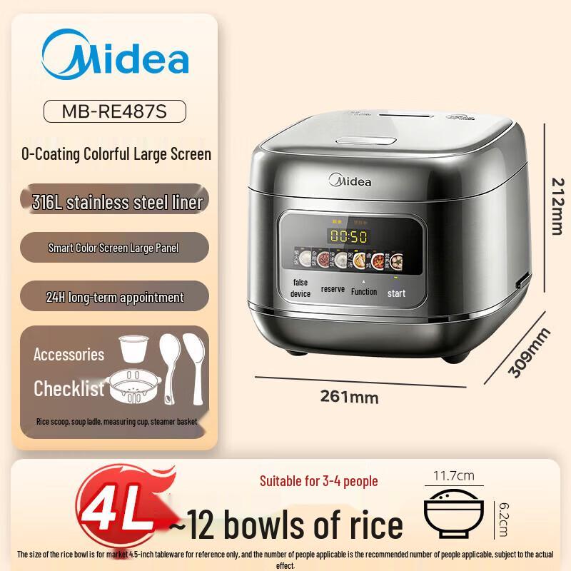 Midea 4L Smart Electric Rice Cooker with 316L Stainless Steel Pot