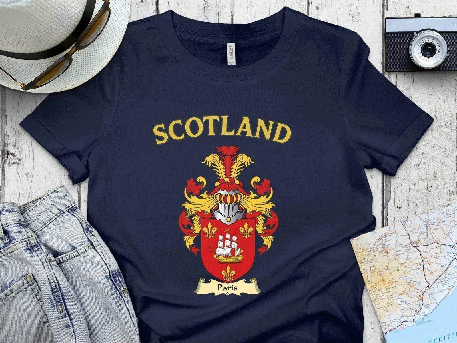 Scotland Family Crest Paris Heraldry Design T-Shirt XL