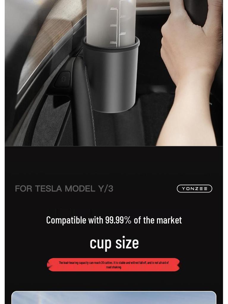 Speciální držák na nápoje pro Tesla Model 3/YL Nová edice Dveře a úložný prostor