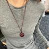 Korean Round Geometric Pendant Necklace for Women Luxury Silver Color Drop Black Rope Necklace Sweater Chain Jewelry Accessories