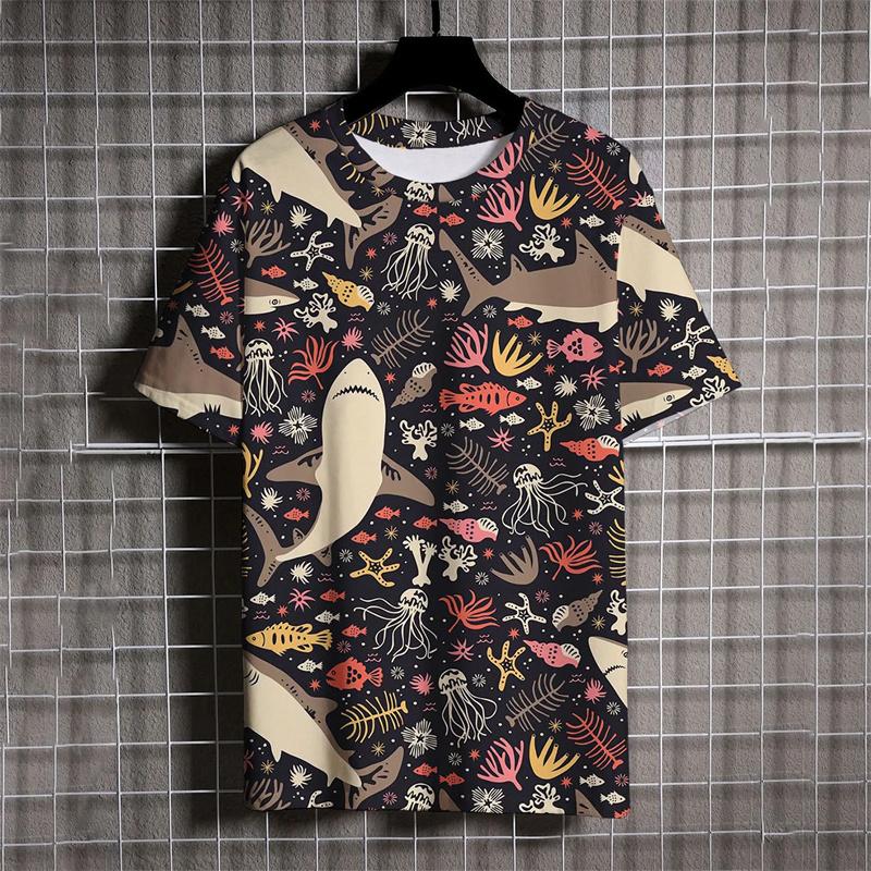 Fashion Cartoon Graphics T-shirt Summer Casual Short Sleeve O Neck Colorful 3D Printed T Shirt Mens Streetwear Oversized Tees