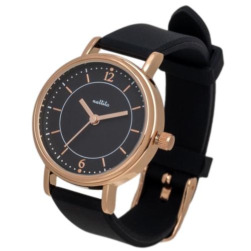 Fieldwork Women's Analog Watch with Silicone Strap and Laminated Accents, Black, YM113-5